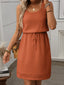 Waffle-Knit Drawstring Mini Tank Dress - Rust