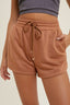French Terry Dolphin Hem Shorts With Drawstring - Clay