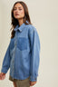Cotton Denim Shirt with Burnout Pocket Detail