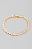 Rhinestone Square And Bar Chain Bracelet