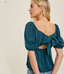 Puff Sleeve Babydoll Top W/ Back Tie