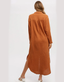Button Up Maxi Shirt Dress With Pocket - Brick