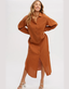 Button Up Maxi Shirt Dress With Pocket - Brick