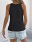 Openwork Sleeveless Knit Tank - Black