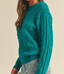 Chunky Cable Knit Crew Neck Sweater - Apline Green