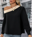 Color Blocked Off Shoulder Blouse - Black