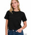 Crew Neck Short Sleeve Cropped T-Shirt - Black