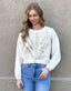 Cable Sweater Front Top - Oatmeal