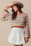 Gradation Stripe Crop Sweater - Multi
