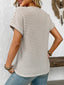 Striped Notched Short Sleeve T-Shirt - Mocha