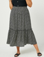 Dotted Tiered Midi Skirt - Black