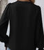 Drape V Neck Smocked Long Sleeve - Black