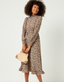 Ruffle Hem Smocked Neck Puff Sleeve Dress