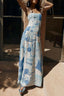 Cutout Back Printed Square Neck Maxi Dress