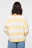 Striped Notch Neck Knit Sweater: Lemon