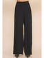 Soft Linen Wide Leg Pants: Black