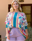 Floral Scarf Pattern Blouse - Turquoise