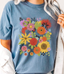 Flower Garden Comfort Colors Graphic Tee - Blue Jean