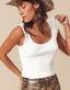 Fluttery Crochet Sleeve Tank Top - Off White