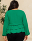 Gorgeous V-Neck Blouse - Kelly Green