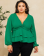 Gorgeous V-Neck Blouse - Kelly Green