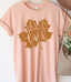 Hello Fall Leaf Graphic Tee - Heather Peach