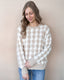 Houndstooth Round Neck Sweater - Latte