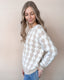 Houndstooth Round Neck Sweater - Latte
