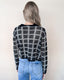 Check Plaid Crochet Knitted Top - Black/Oatmeal