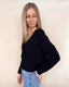 Long Sleeve Knitted Tie Front Cardigan - Black