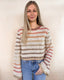 Gradation Stripe Crop Sweater - Multi