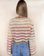 Gradation Stripe Crop Sweater - Multi
