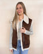 Contrast Faux Shearling Vest - Dark Brown