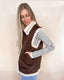 Contrast Faux Shearling Vest - Dark Brown