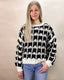 Contrast Color Square Knitted Sweater - Black/Ivory