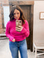 Ribbed Mock Neck Sweater - Raspberry Cream