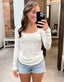 Scoop Neck Fitted Ribbed Knit Top - Ivory