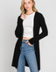 Long Ribbed Duster Cardigan - Black