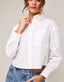 Long Sleeve Cropped Button Down - White