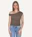 Asymmetrical One Shoulder Knit Top - Olive