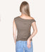 Asymmetrical One Shoulder Knit Top - Olive