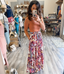Boho Floral Print High Waist Maxi Skirt