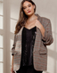 Plaid Collared Blazer - Taupe