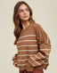 Relaxed Crop Sweater With Side Slits - Camel/Shell