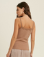 Ribbed Knit Sweetheart Cami Top - Mocha