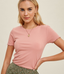 Ribbed Knit Top With Lettuce Trim - Ginger
