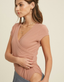 Ribbed Surplice Bodysuit - Ginger