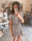 Leopard Casual Button Ruffle Romper