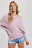 Asymmetrical Open Shoulder Dolman Pullover - Lavender