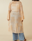 Sheer Patch Print Chiffon Tie- Front Duster - Tan